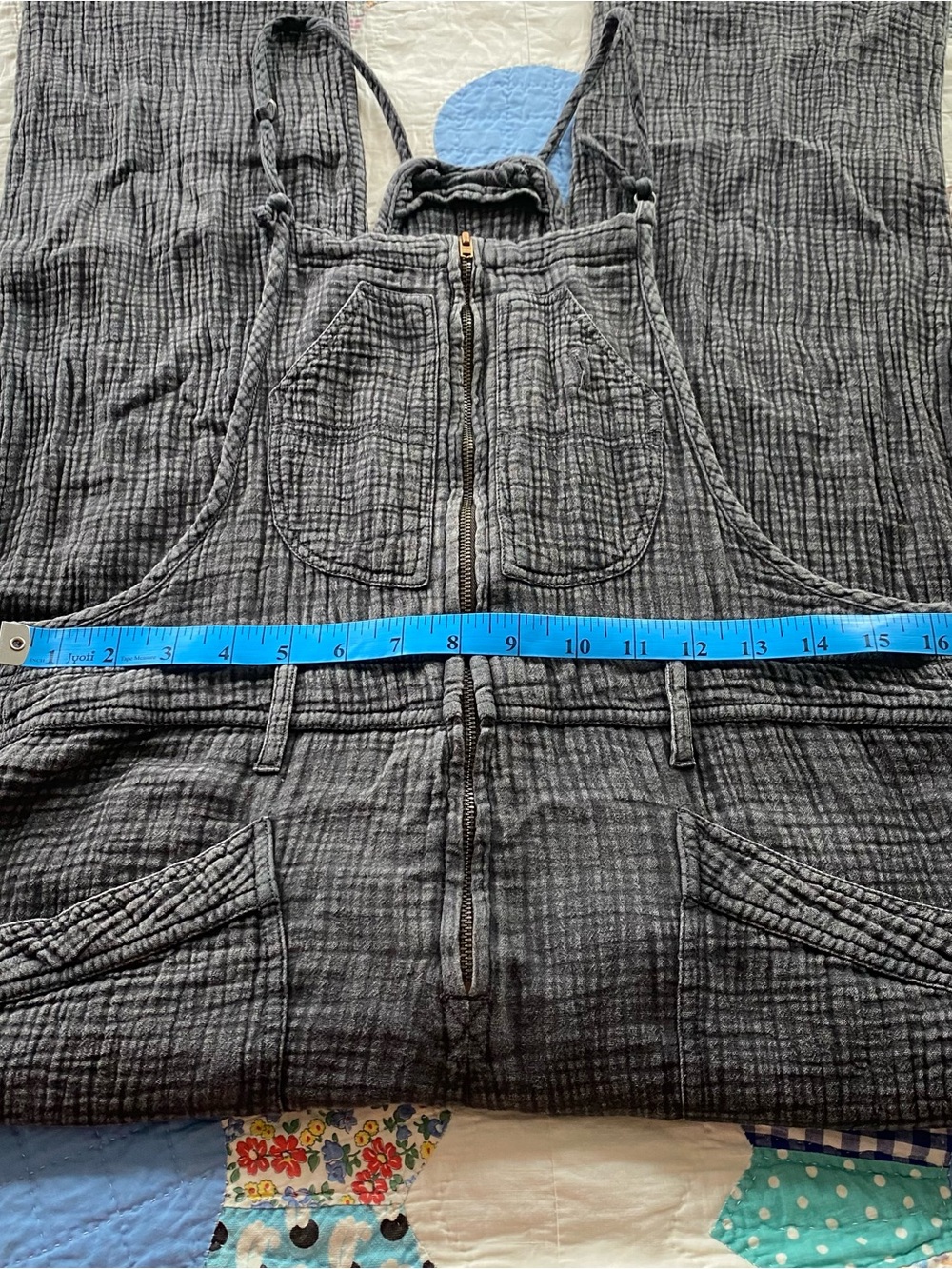 Pilcro Anthropology Boho Coastal Grey Cotton Gauze Painter’s Overalls Sz 28 p - Picture 8 of 11
